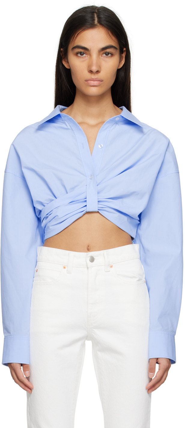 Alexander Wang Blue Cropped Tank Top In Baby Blue