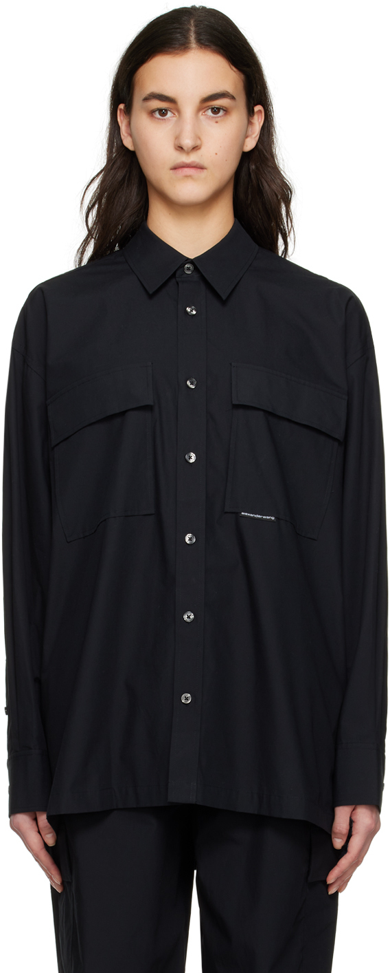 alexanderwang.t: Black Oversized Shirt | SSENSE