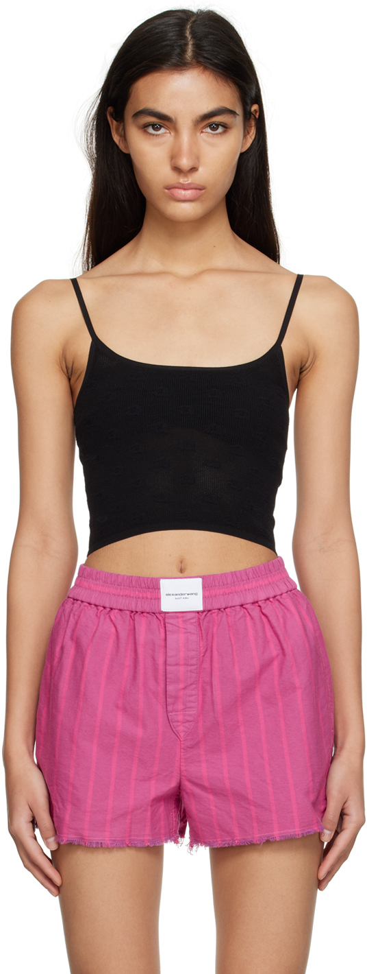 Alexander Wang T Black Cropped Camisole In 001 Black