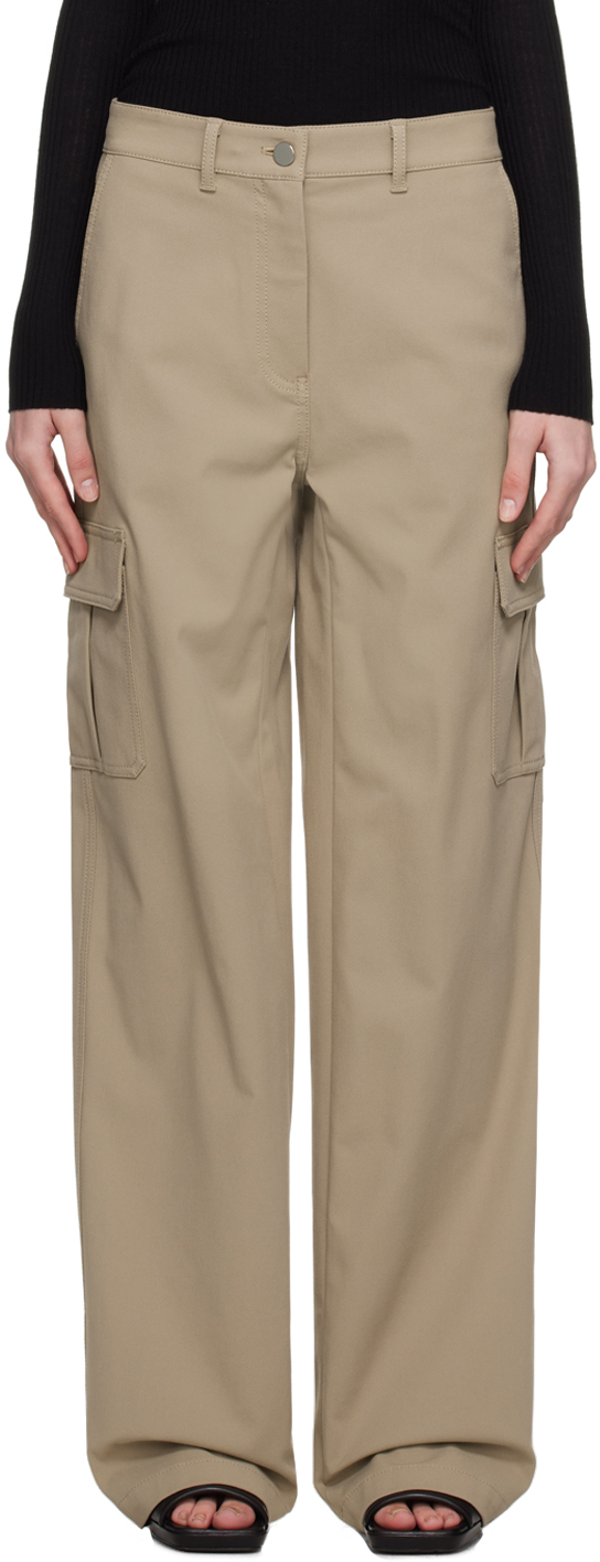 Theory Taupe Wide-leg Trousers In Bark - D01