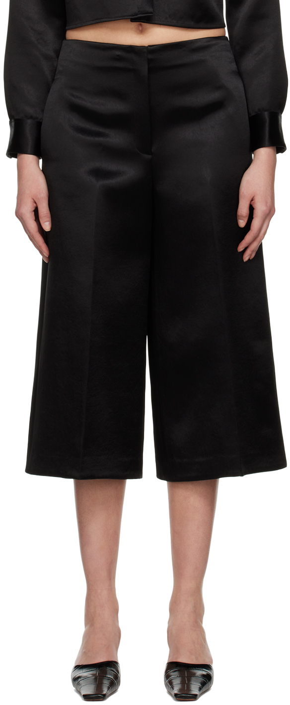 Theory Black Culotte Trousers In Black - 001