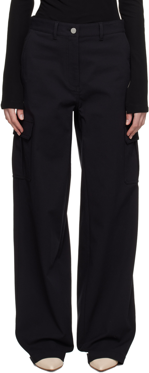 Theory Black Wide-leg Trousers In Black - 001