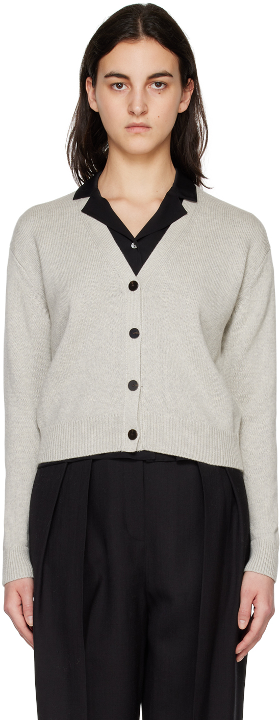 Gray Y-Neck Cardigan by Theory on Sale