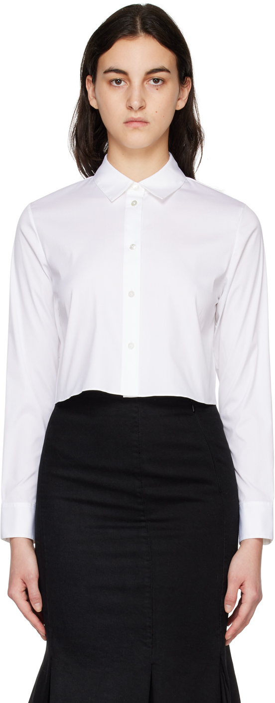 Theory Cropped Button-up Shirt In Weiss