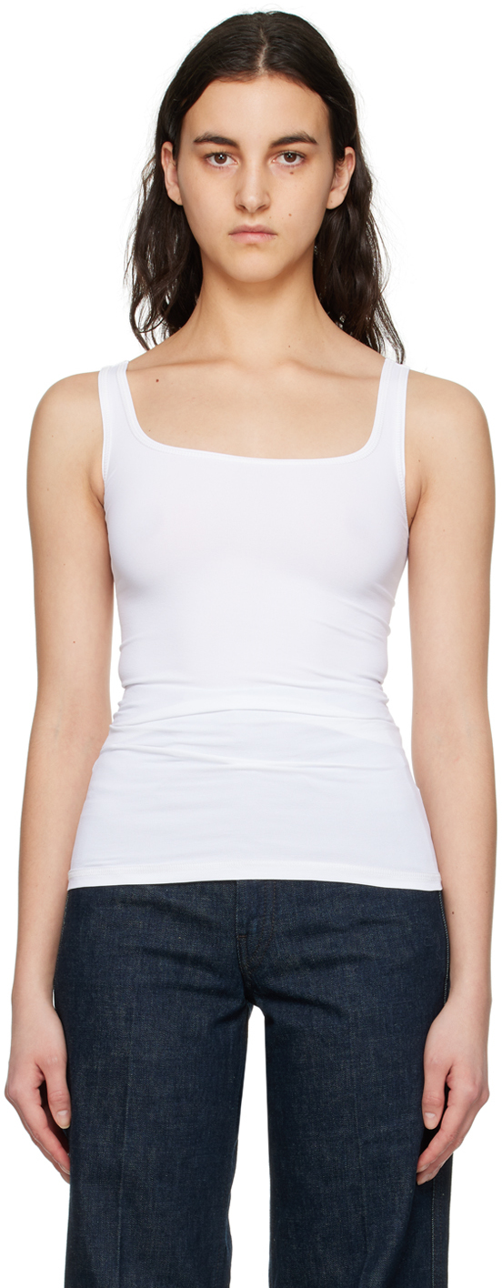 THEORY WHITE SCOOP NECK TANK TOP