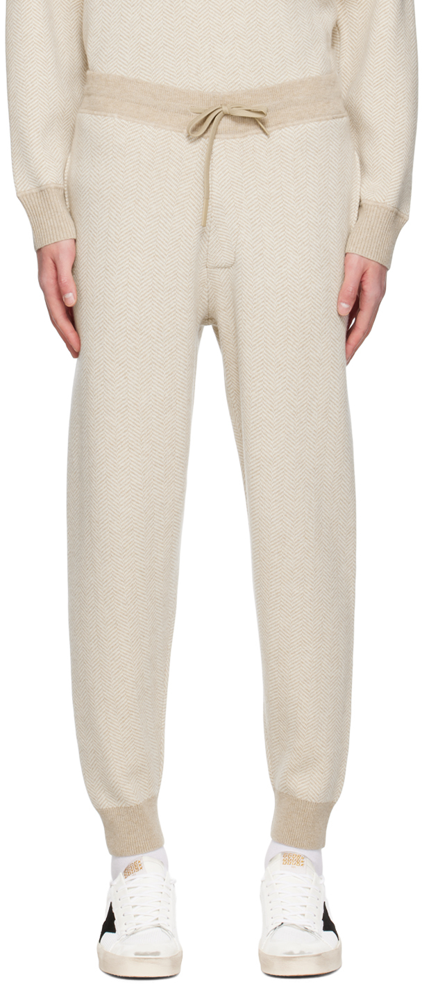Beige & White Alcos Lounge Pants