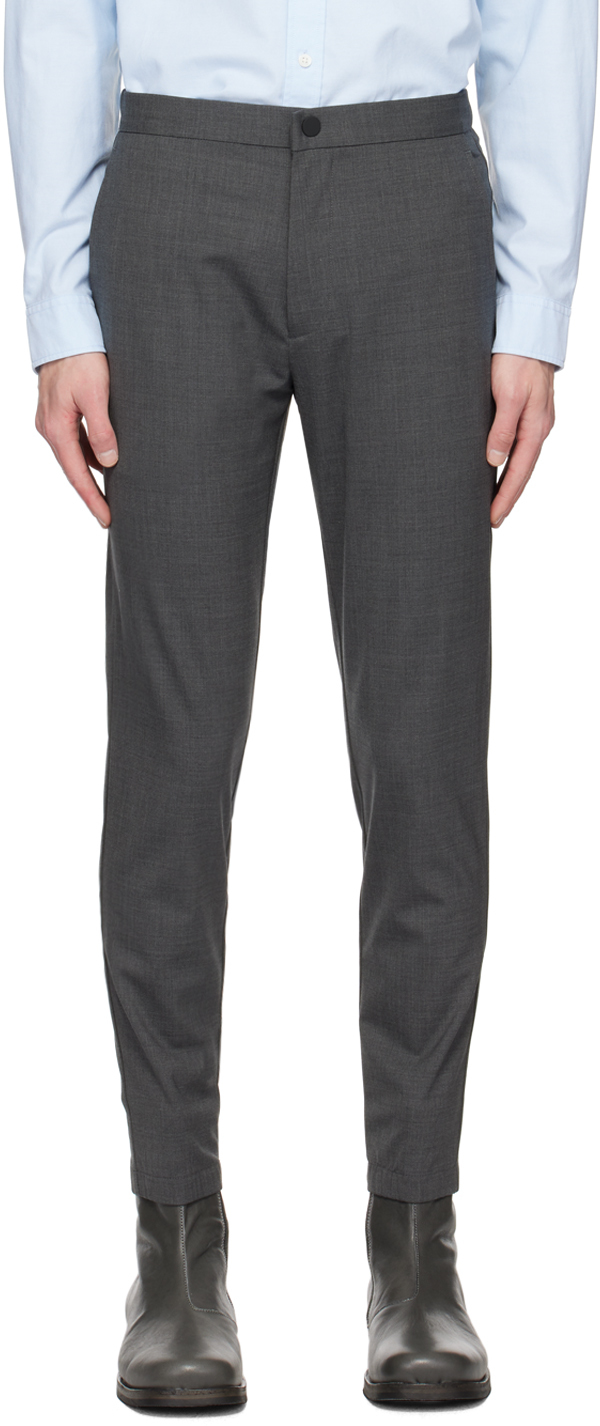 Theory Gray Terrance Trousers In Medium Charcoal