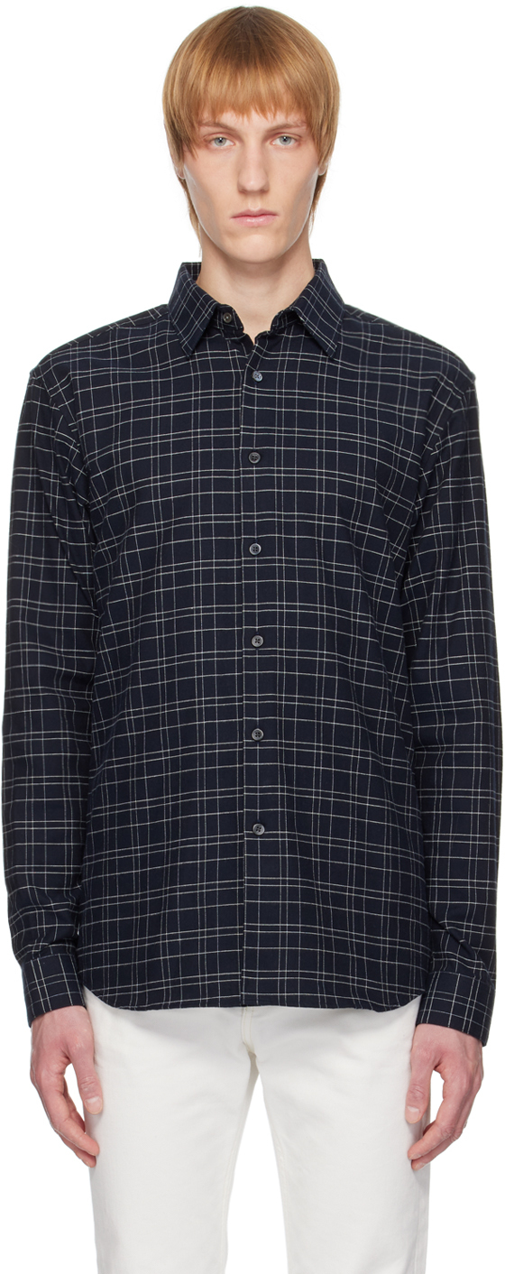 Theory Irving Plaid Cotton Flannel Button-up Shirt In Baltic Multi