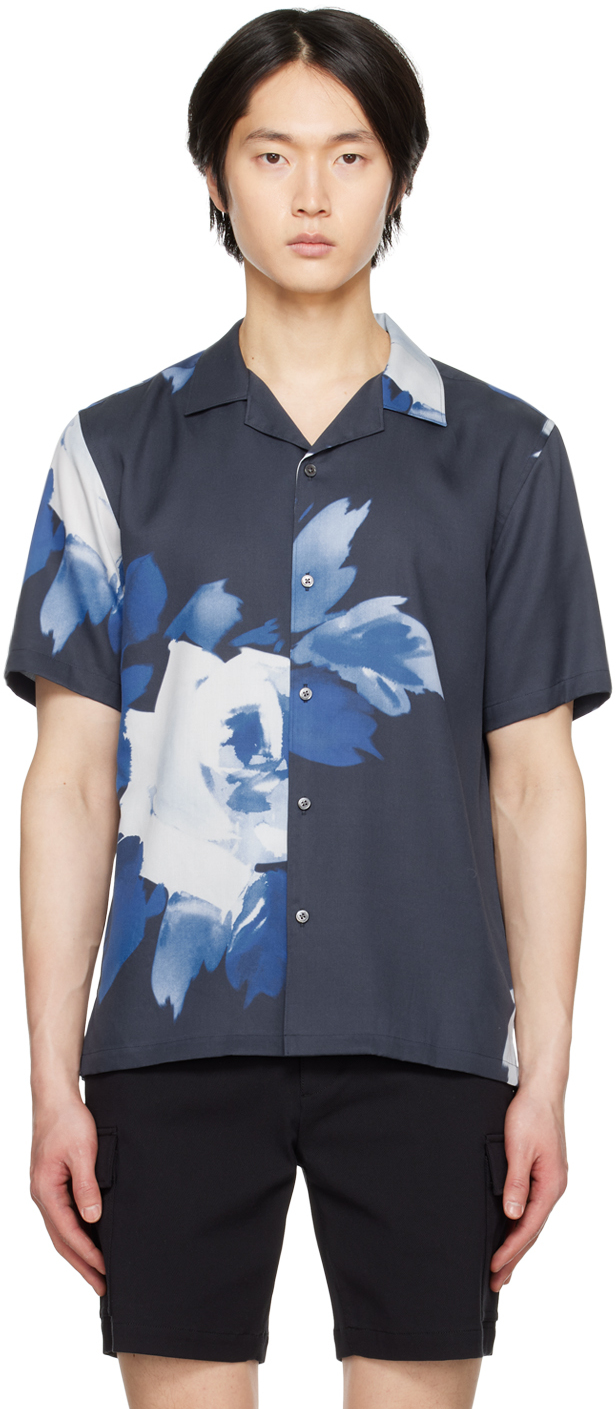 Theory: Navy Irving Shirt | SSENSE