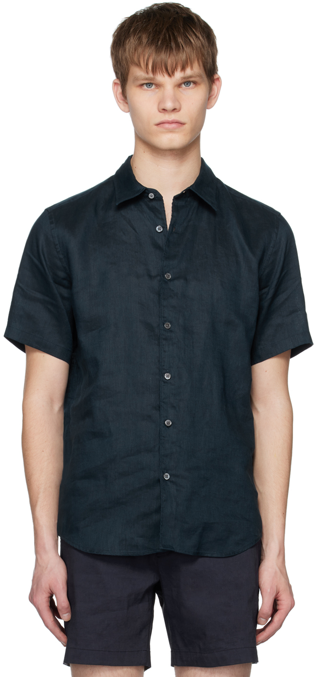 Shop Theory Navy Irving Shirt In Baltic