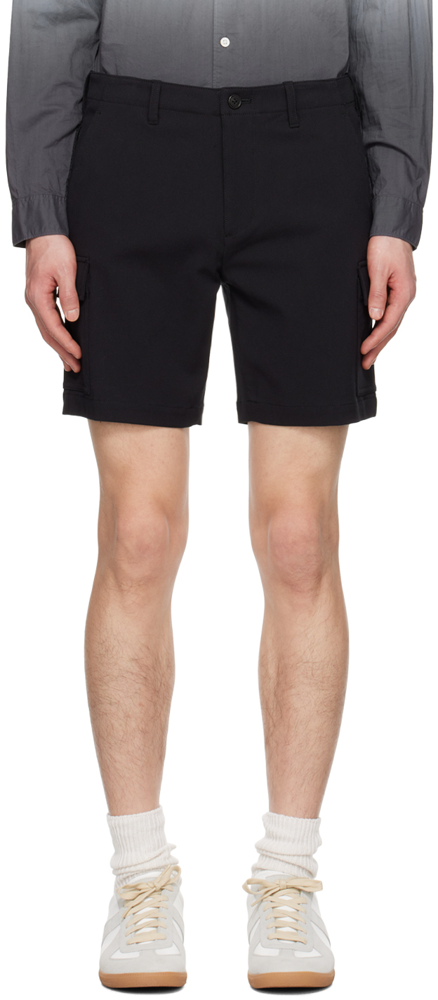 Theory Zaine Straight-leg Cotton-blend Twill Cargo Shorts In Black