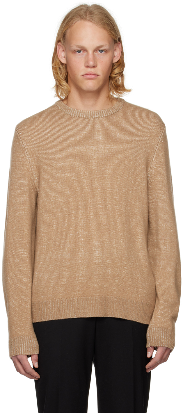 Theory Brown Hilles Sweater In Elk/stone White