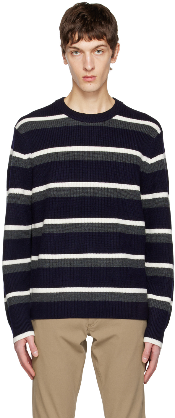 Shop Theory Navy & White Gary Sweater In Baltic Multi