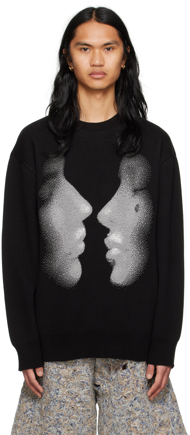 KUSIKOHC Black Graphic Sweater