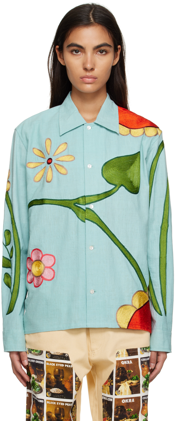 Sky High Farm Workwear: Blue Flower Shirt | SSENSE