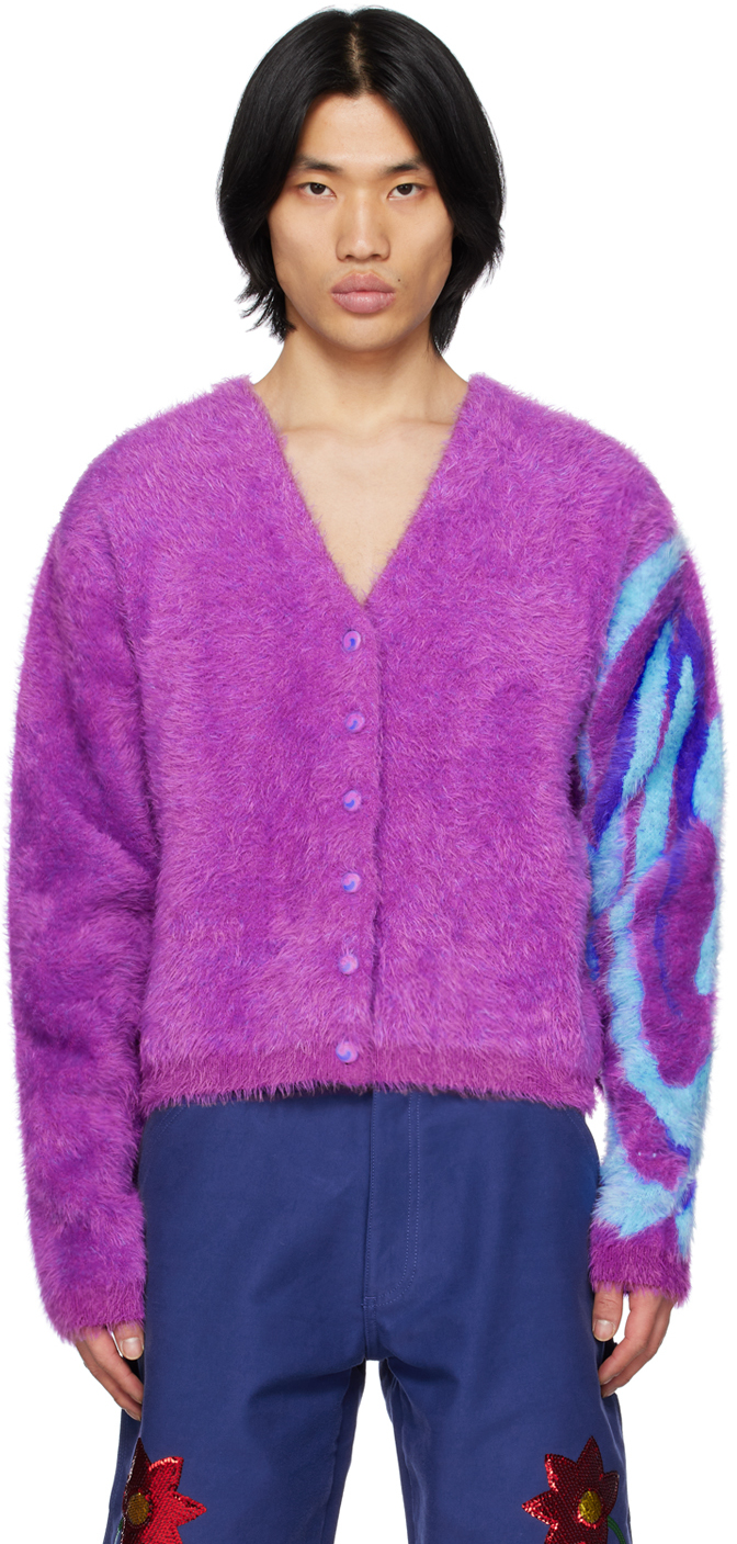 Sky High Farm Workwear: Purple Swirl Cardigan | SSENSE