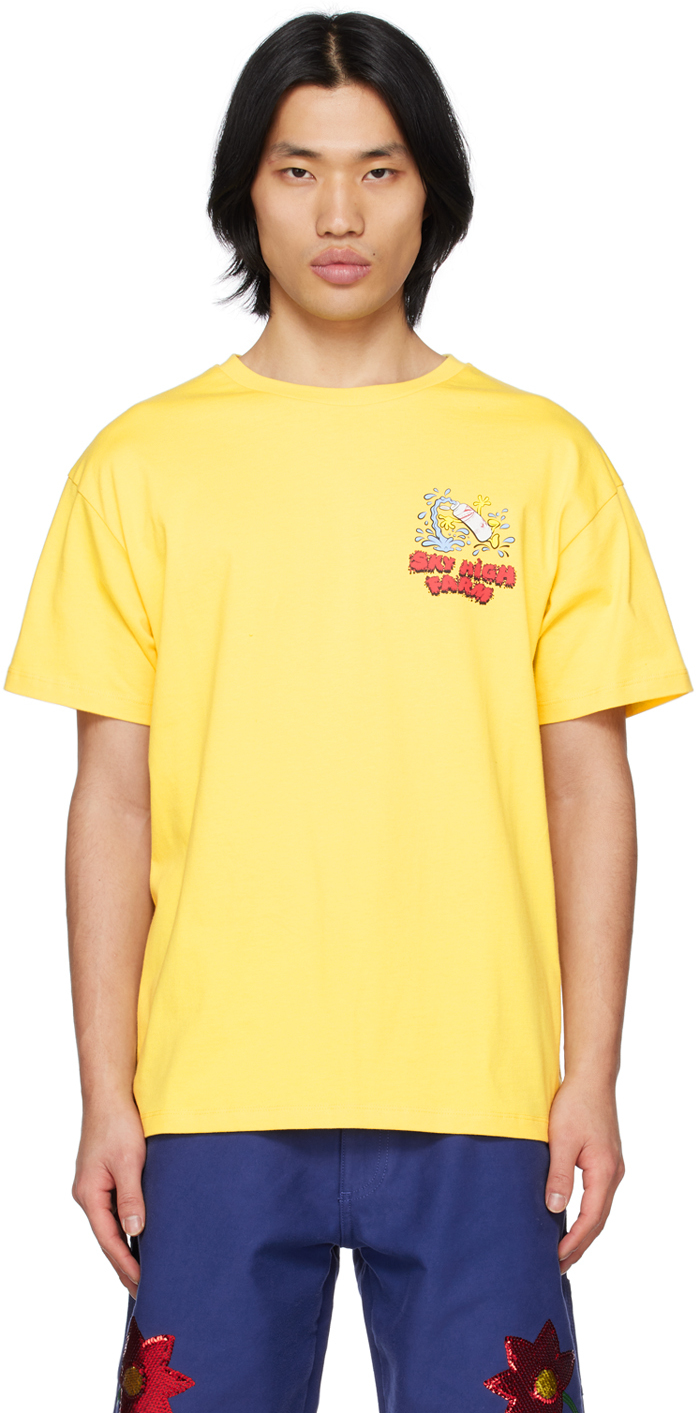 Sky High Farm Workwear Yellow 'slippery When Wet' T-shirt