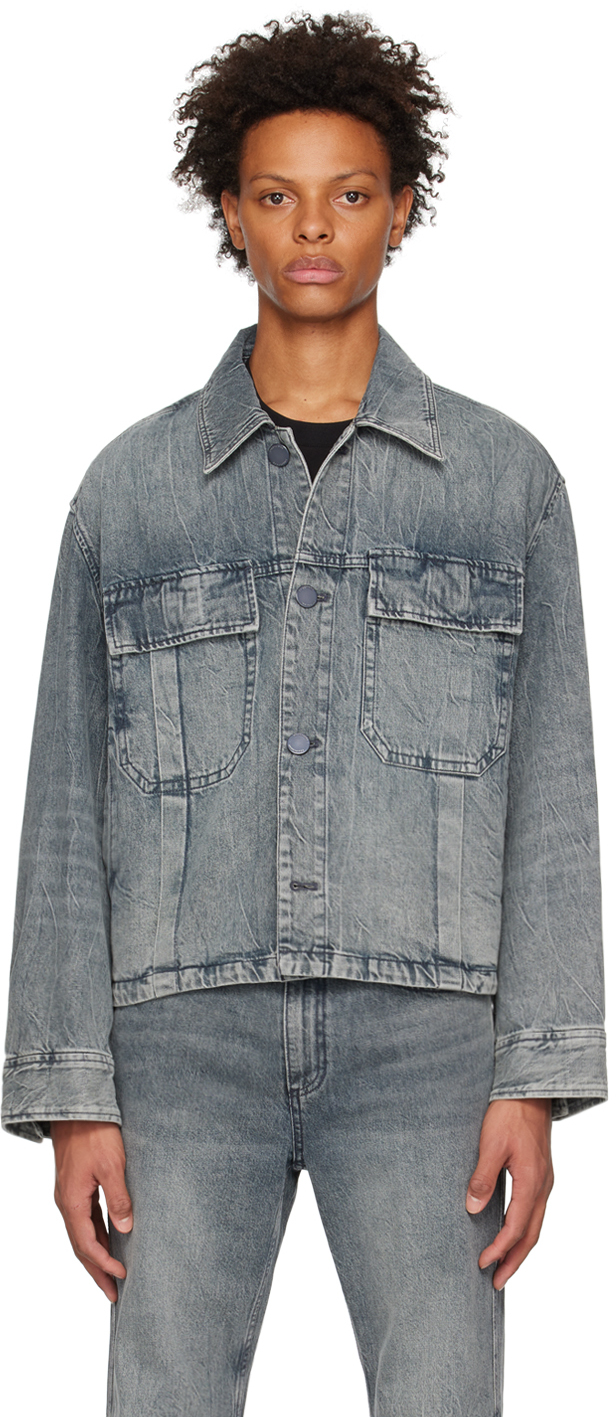 Solid Homme Gray Faded Denim Jacket In 254g Gray