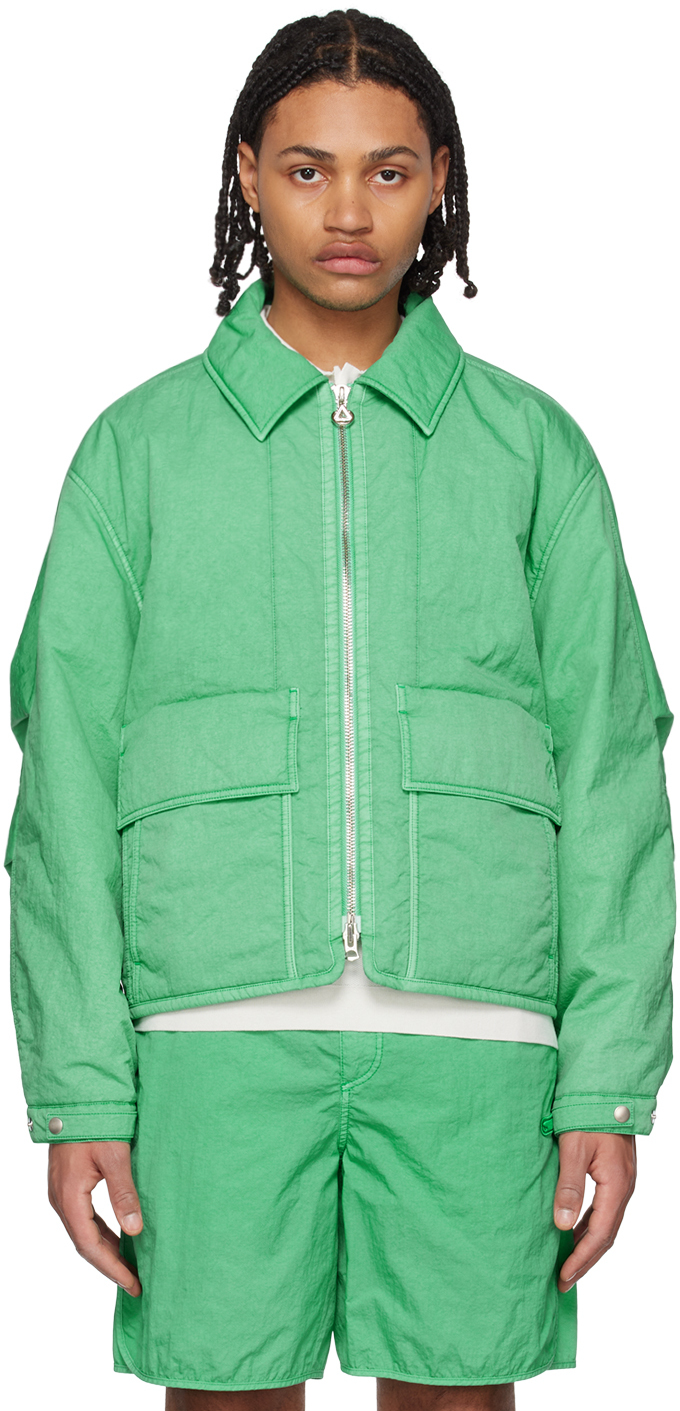 Solid Homme: Green Garment-Dyed Jacket | SSENSE UK