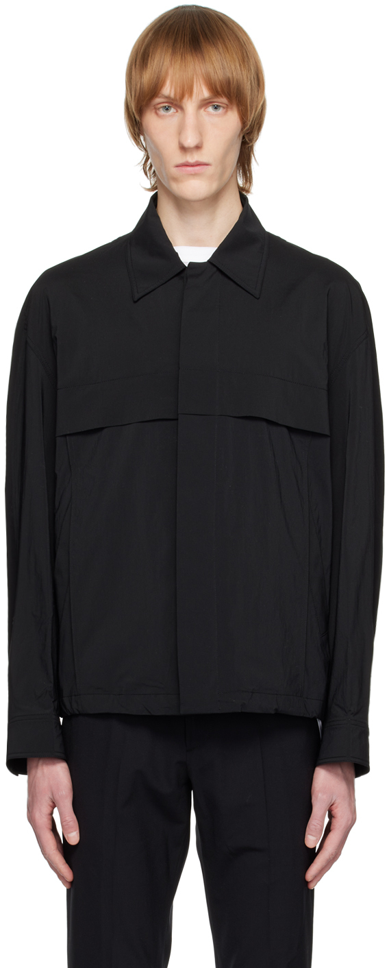 Solid Homme Black Button-down Jacket In 212b Black
