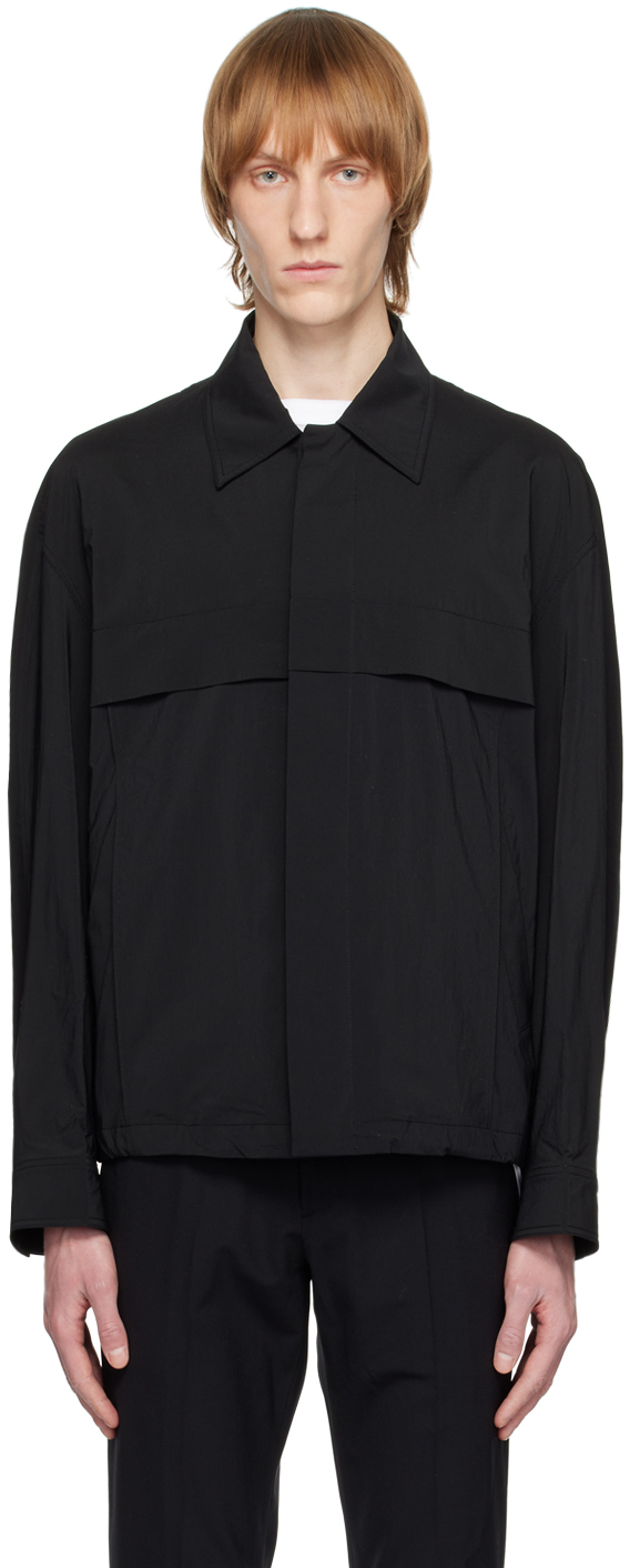 Black Button-Down Jacket by Solid Homme on Sale