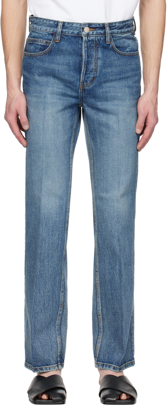 Blue Straight Jeans by Solid Homme on Sale