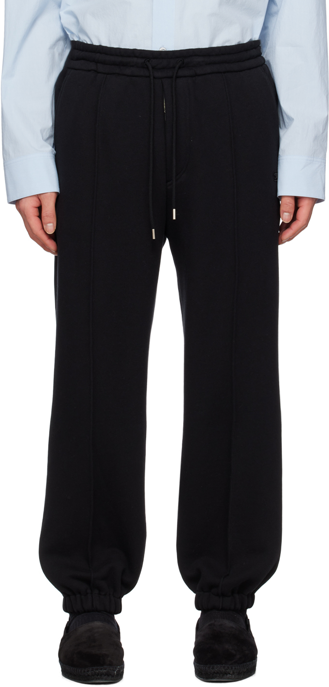 Solid Homme: Black String Lounge Pants | SSENSE Canada