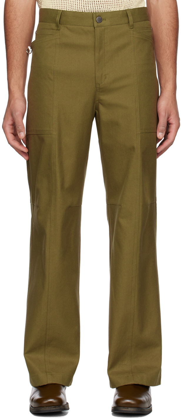 Solid Homme Khaki Paneled Trousers In 704k Khaki