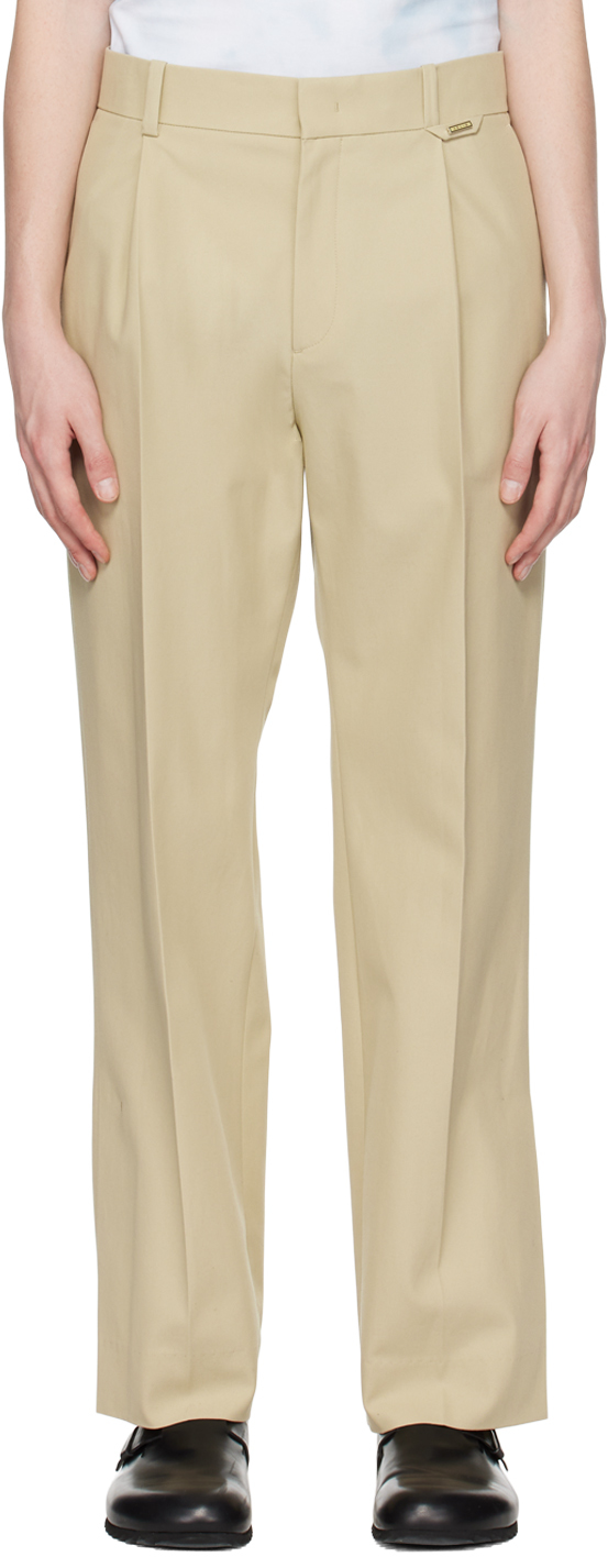 Solid Homme Beige Button Trousers In 710e Beige