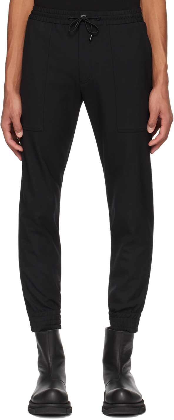 Solid Homme Black Drawstring Trousers In 727b Black