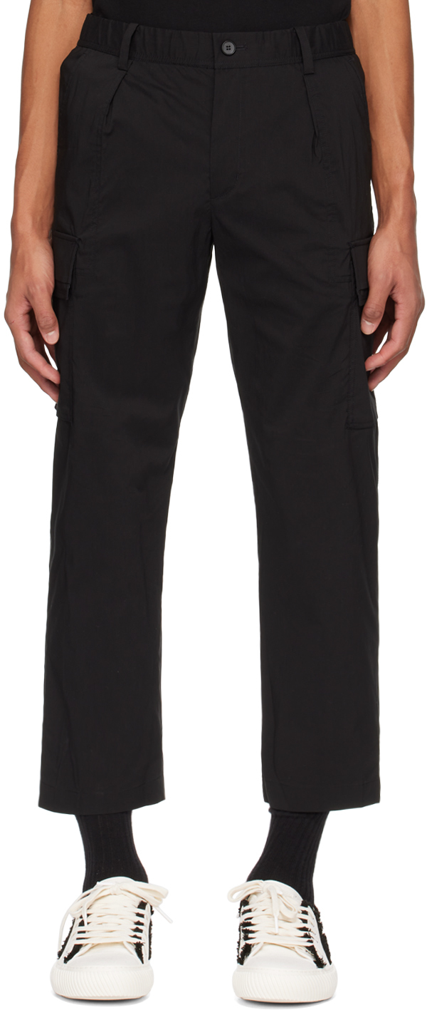 Solid Homme: Black Pleated Cargo Pants | SSENSE UK