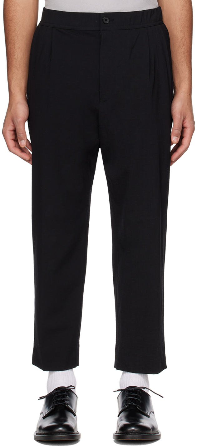 Solid Homme Black Cropped Trousers In 711b Black