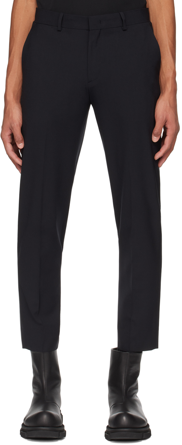 Solid Homme Black Straight Trousers In 720b Black