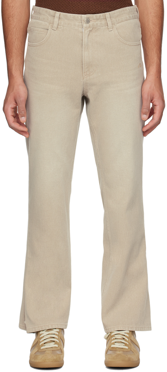 Solid Homme Beige Button Jeans In 413e Beige