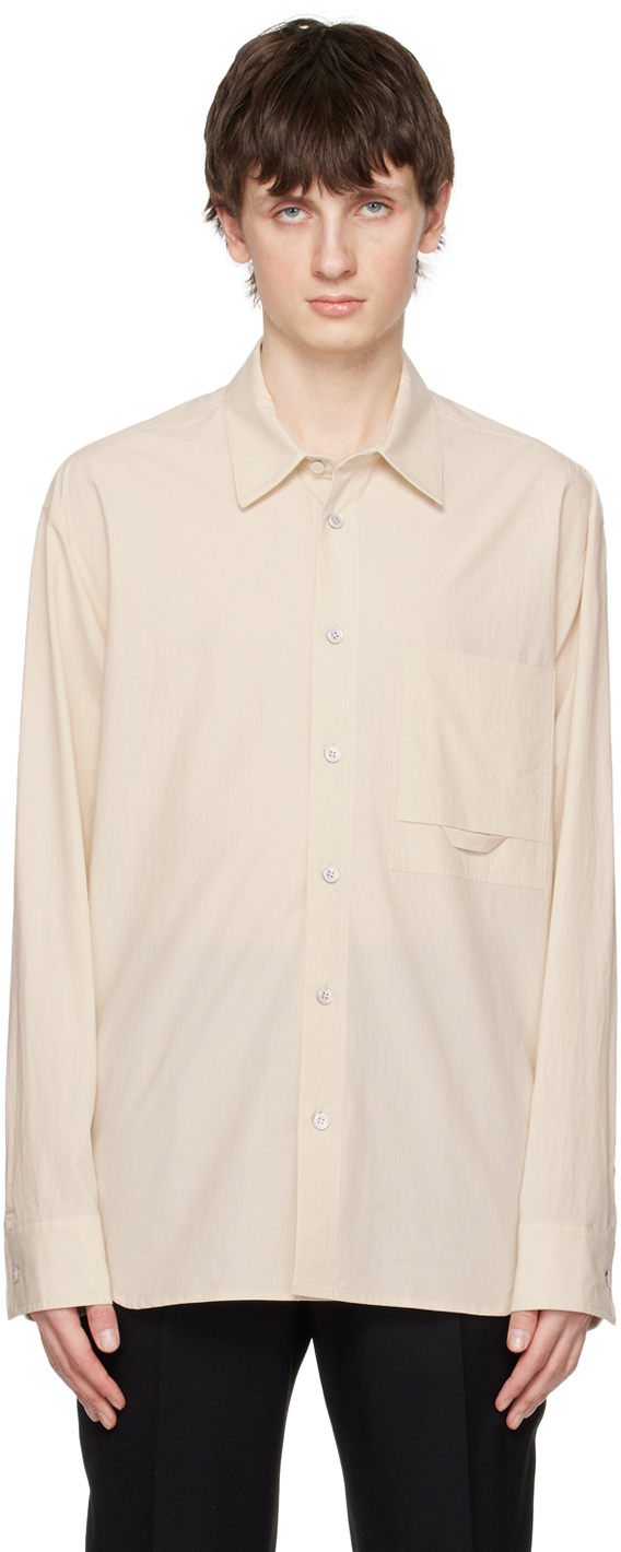 Beige Embroidered Shirt by Solid Homme on Sale