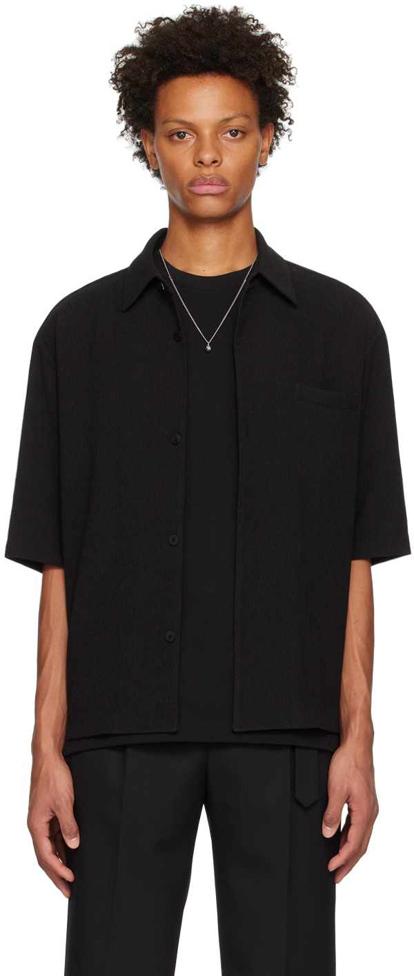 Black Spread Collar Shirt