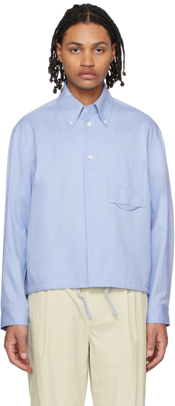 Solid Homme Blue Half Hidden Button Shirt In 407l Blue
