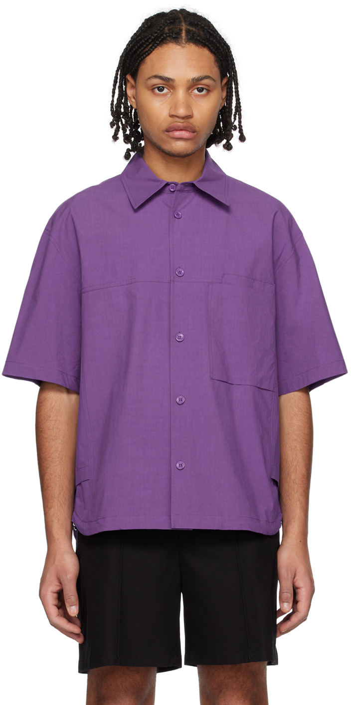 Solid Homme Purple Drawstring Shirt In 440v Violet