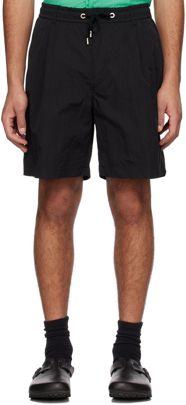 Black Drawstring Shorts by Solid Homme on Sale