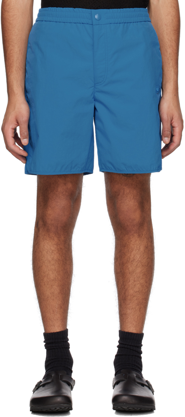 Blue Embroidered Shorts