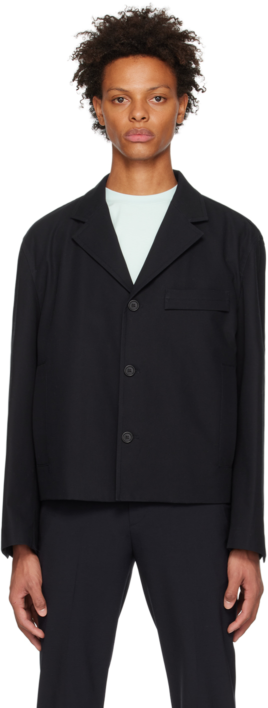 Solid Homme Navy Cropped Blazer In 307n Navy