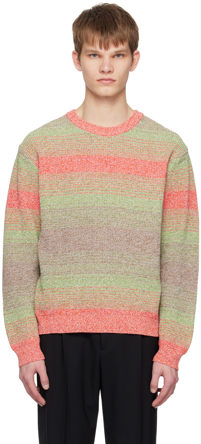 Solid Homme Multicolor Striped Sweater In 513r Red