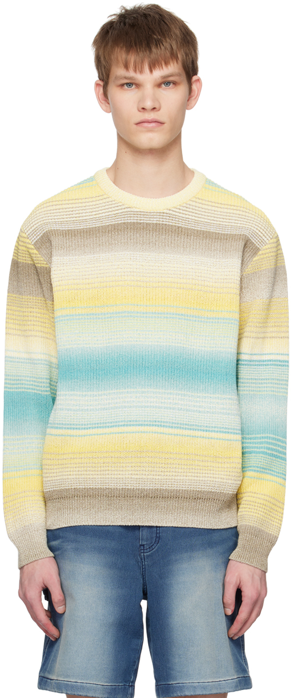 Solid Homme Yellow Striped Sweater In 515y Yellow