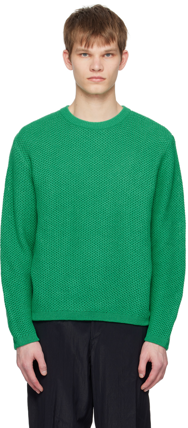 Solid Homme Green Open Work Jumper In 518f Fresh Green