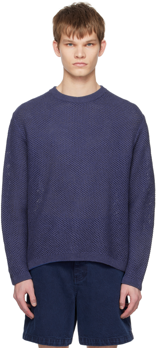 Ribbed Open-Knit Cotton Sweater