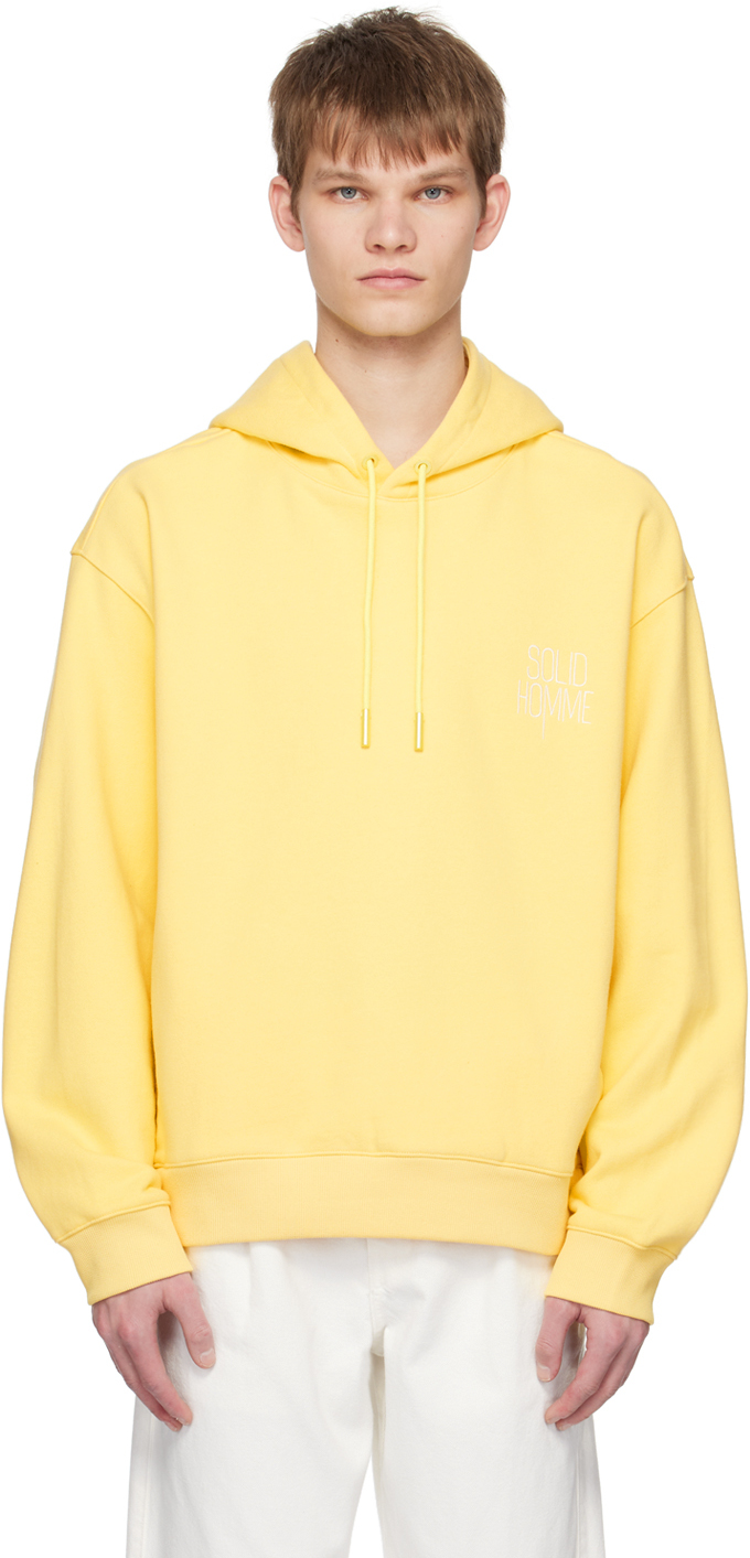 Solid Homme Yellow Embroidered Hoodie In 610y Yellow