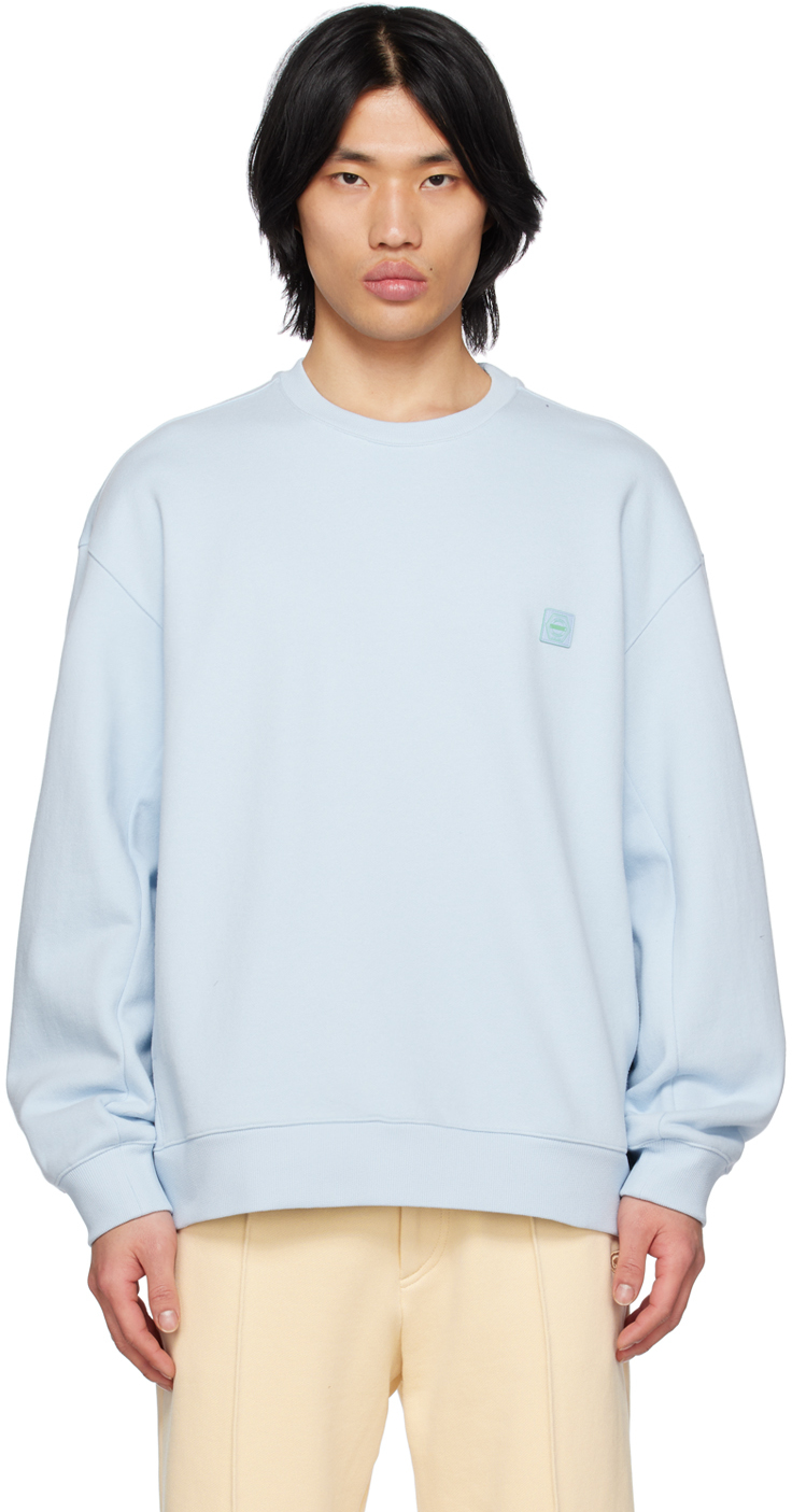 Solid Homme: Blue Embroidered Sweatshirt | SSENSE