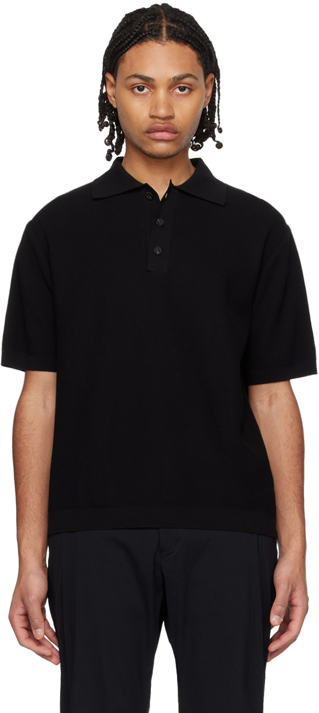 Black Three-Button Polo