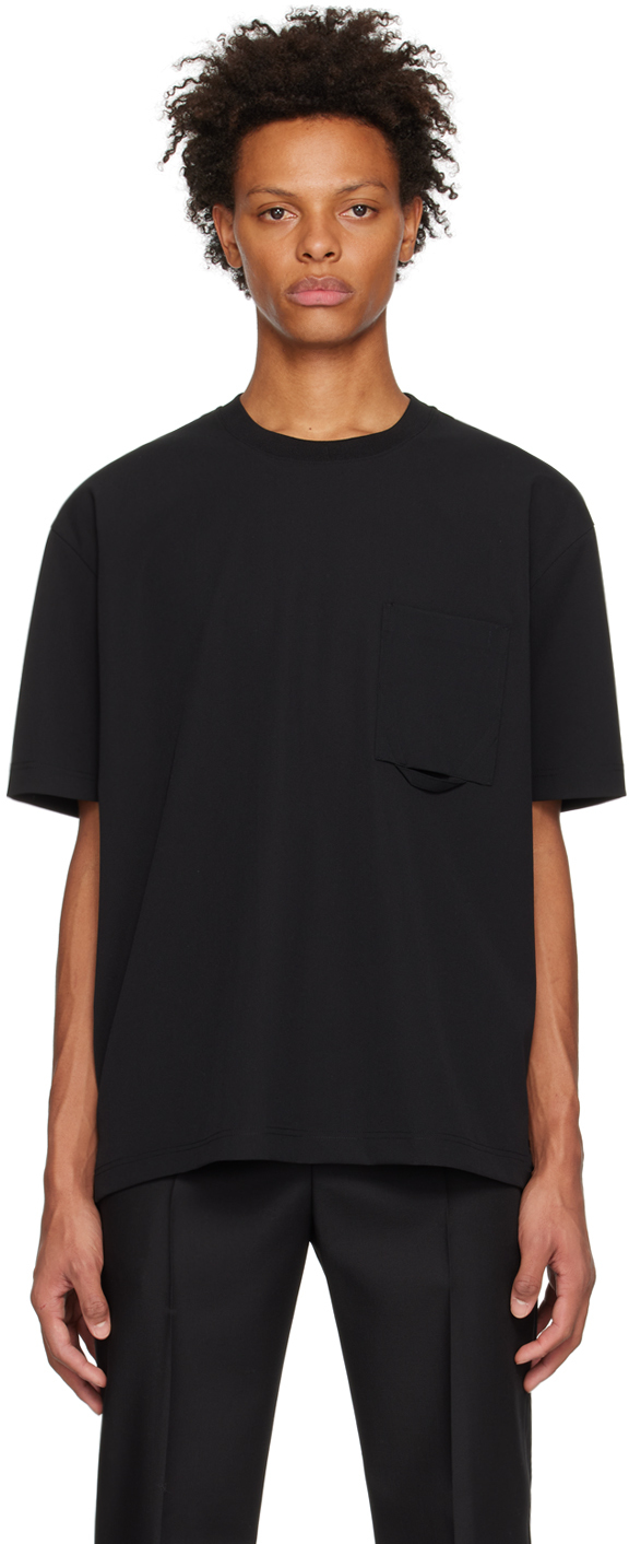 Black Crewneck T-Shirt by Solid Homme on Sale