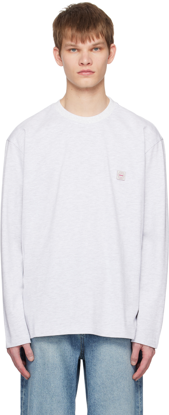 Solid Homme Gray Embroidered Long Sleeve T-shirt In 605g Gray